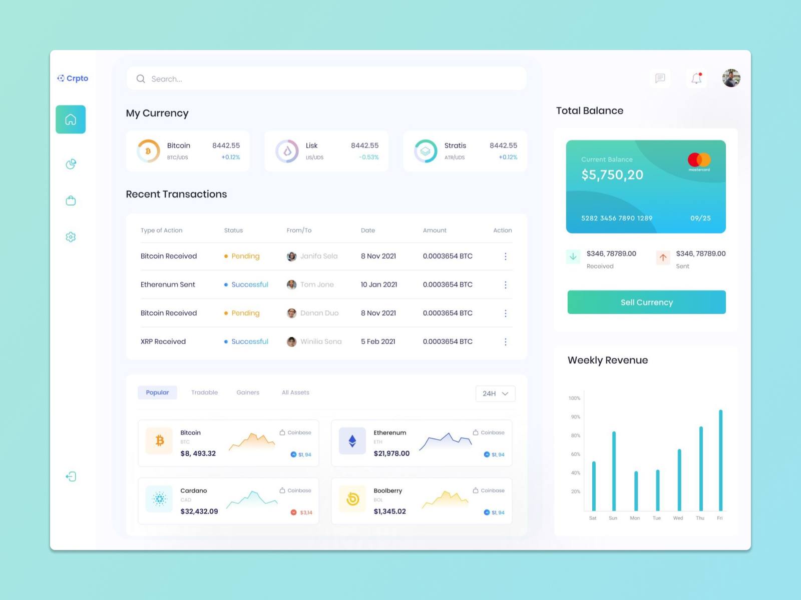 Crpto Dashboard by Md.Imran Hossain Chowdhury on Dribbble