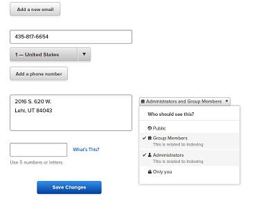 Privacy Settings - Multi Select