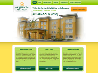 La Quinta green hotel website yellow