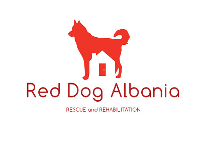 Reddog Albania branding design dog logo negative red space vektor