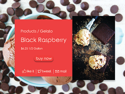 010 Social Share / DailyUI button daily facebook gelato ice cream media modal products share social tweet ui