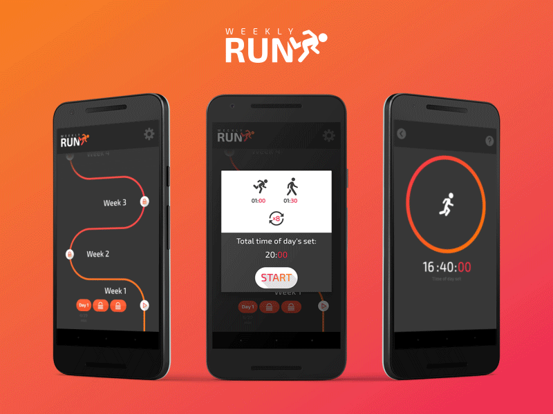 Weekly Run | App for jogging android app design development jogging mobile motion run running sport
