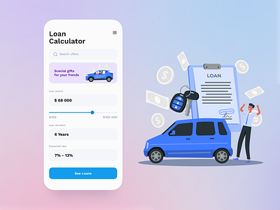 Loan calculator | Daily UI Challenge 004 bank calculator car daily ui design loan mobile ui ux web