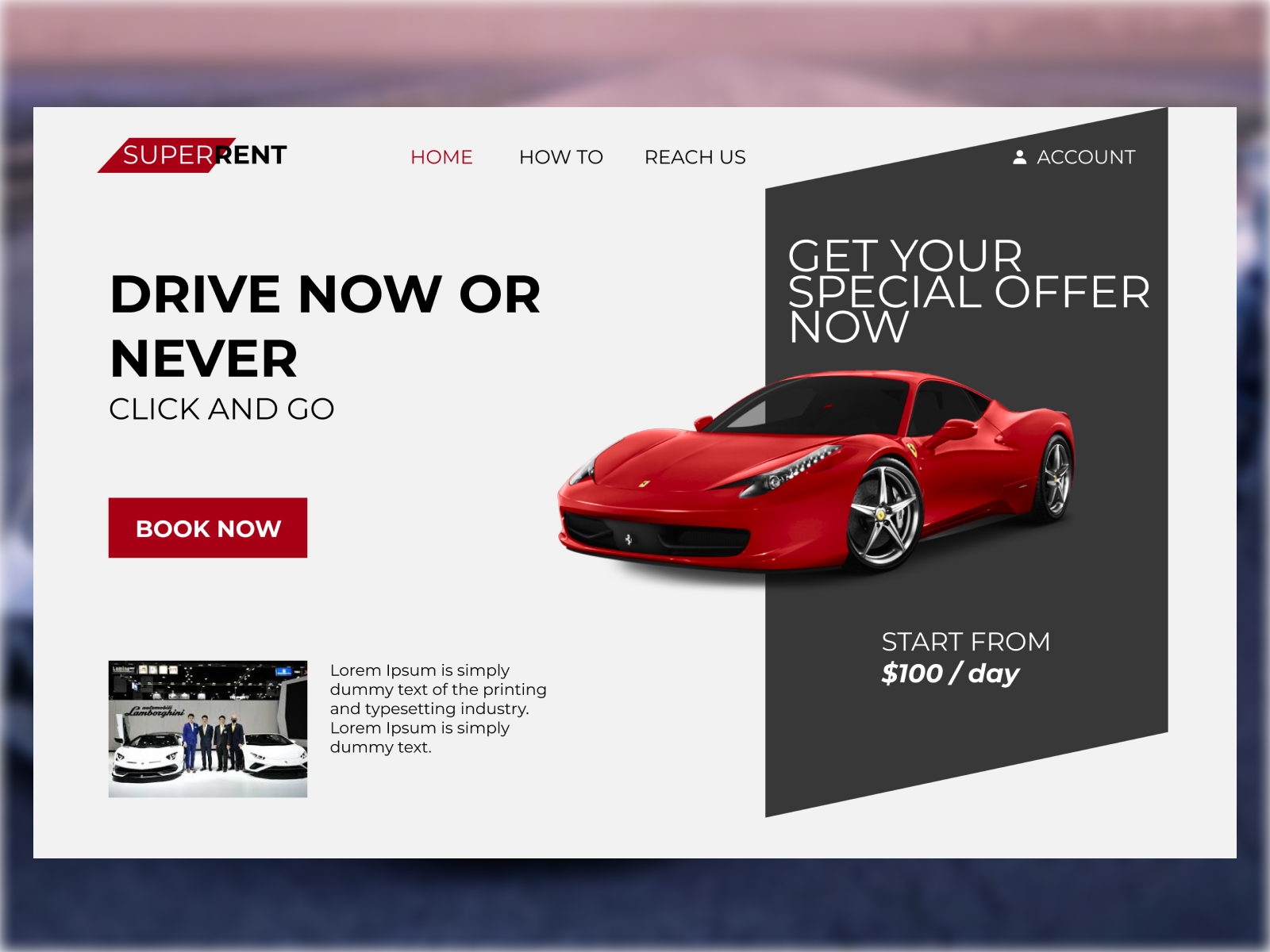 site design Car Rent Supercar Landing Page by Ilham Noor