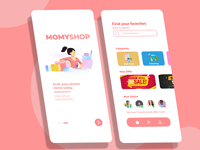 Mobile UI Design Onboarding & E-Commerce Girly Momyshop design mobile app mobile design mobile ui ui uiux ux