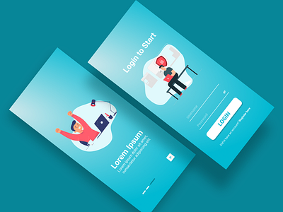 Mobile UI Design Login and Onboarding Page Smooth Flat