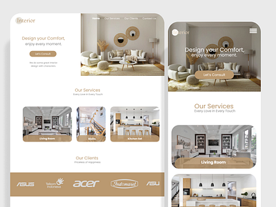 Interior web design landing page design interior mobile app mobile ui ui uiux ux web design