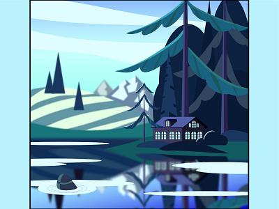 Landscape. Morning adobe illustrator art design forest illustration lake landscape morning nature reflection vectorart water