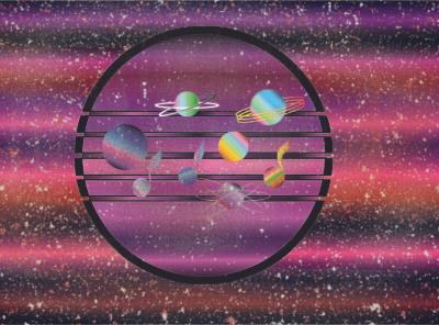 Music is a space of feelings Part 2. Circle. adobe illustrator adobe photoshop illustraion music note old planet purple space