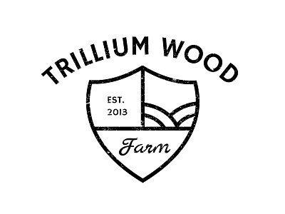 Trillium Wood Farm Logo badge branding farm farm branding farm logo farming hand lettering industrial logo mark shield shovel