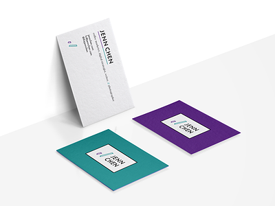Jenn Chen Branding branding business card color icon identity logo mark purple symbol teal type typography