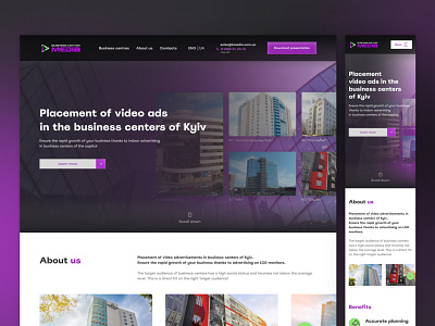 Landing page for advertising company branding commercial design landing site ui uiux web