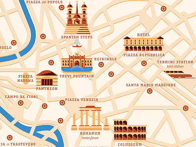 Map of Rome guide icon map travel