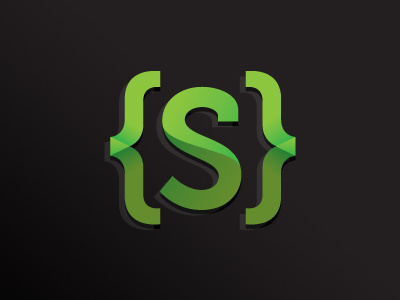 {S} brackets brand green logo symbol typography vector
