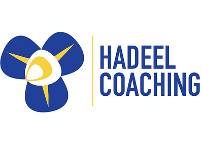 Hadeel Coaching alphabet arabic arabic logo blue and yellow coaching flower fusion logo venn diagram