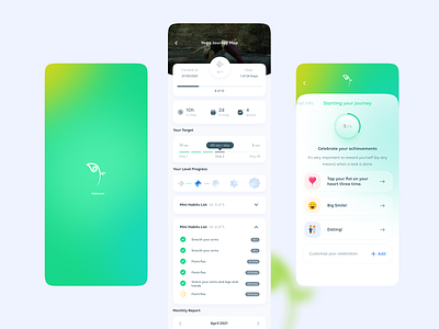 Habitomic app dark mode figma green icon light mode logo mood tracker new setup sketch splash ui ux wizard