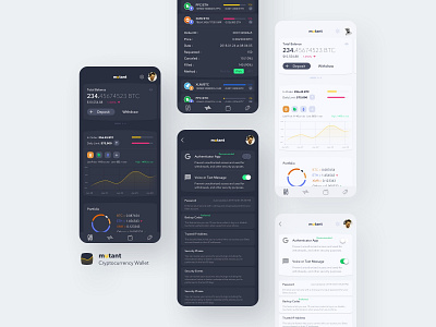 Mutant CryptoCurrency Wallet app binance coin center coins crypto cryptocurrency dark mode figma light mode order history sketch wallet wave