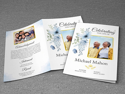 Bouquet Funeral Program Template - Flower Funeral Program