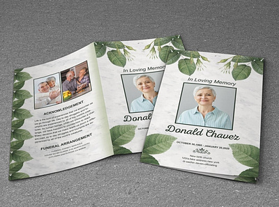 Green Funeral Program Template order of service