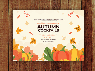 Autumn Party Invitations, Autumn Cocktails Party Invitations autumn