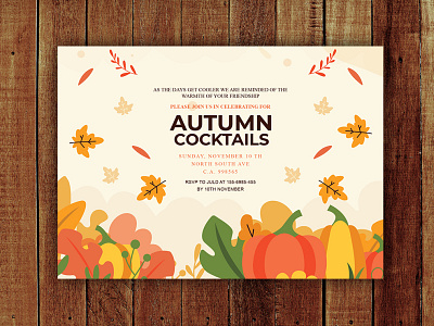 Autumn Party Invitations, Autumn Cocktails Party Invitations