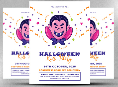 Halloween kids party flyer templates scary halloween