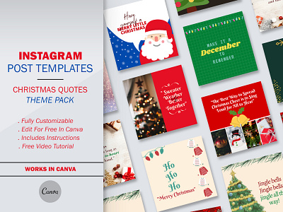 12 Christmas Quotes & Captions Editable Instagram Posts instagram canva