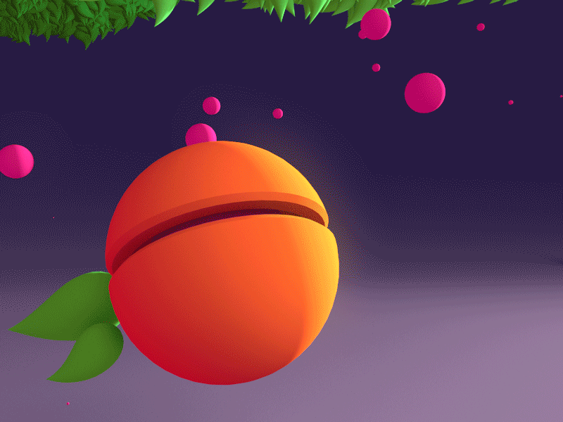 Flying... Peach? 3d abstract animation flying geometry light loop mograph motion graphics peach swimming