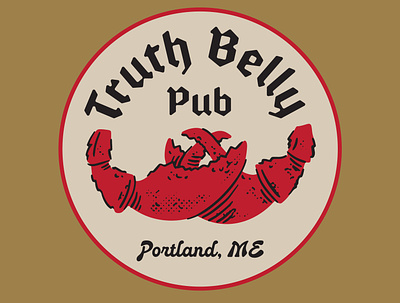 Good Guys Drop 006: Truth Belly Pub badge branding crab graphic design logo old english procreate pub restaurant typography ve vector