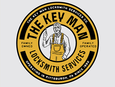 Good Guys Drop 005: The Key Man badge badge design brand branding design graphic design illustration keys locksmith procreate typography vector
