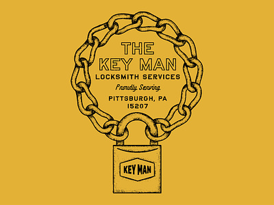 Good Guys Drop 005: The Key Man brand branding chain design graphic design illustration key keys lock locksmith logo pennsylvania steel typography vector