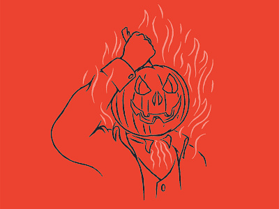 Sleepy Hollow design fire halloween illustration inktober pumpkin