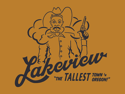 Lakeview 'Tall Man' cowboy design gun illustration lettering script font western
