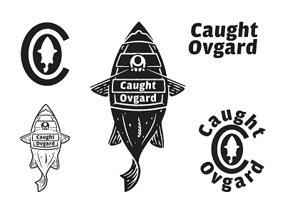 Caught Ovgard boat brand branding fish fishing illustration logo vector