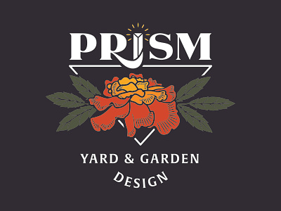 Prism branding flower garden illustration marigold prism typography vector yard