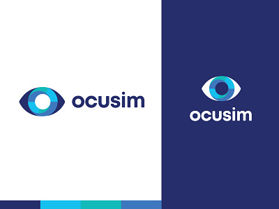 Ocusim logo blue brand branding eye green identity logo medical vector virtual reality vr