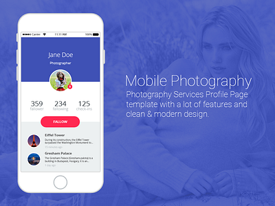 Mobile Photography Profile Page design mobile new page photography profile ui ux