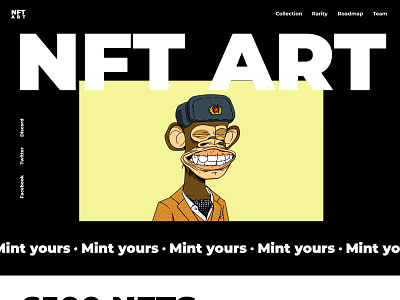 NFT Art - NFT Webflow Template animation creative website dark website design graphic design nft nft website ui web design webflow webflow template website