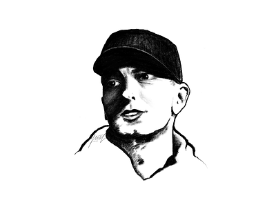 Eminem digital drawing illustration monochrome painting pencil portrait powerscripts sketch sketching
