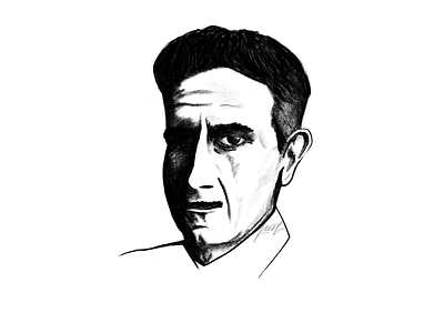 George Orwell digital drawing illustration monochrome painting pencil portrait powerscripts sketch sketching