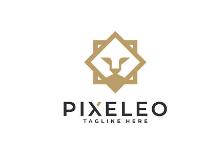 pixeleo logo design for sale animal leo lion pixel square vector