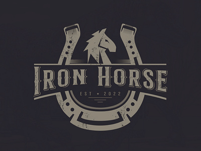 iron horse logo design vintage