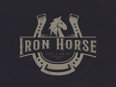 iron horse logo design vintage by nurvikaazi on Dribbble