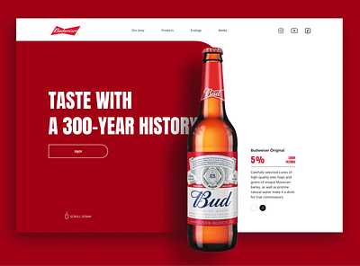 Budweiser beer website concept beer bud design main page ui ux web web design website