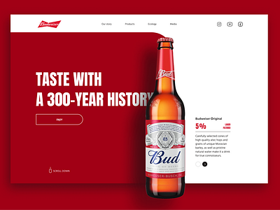 Budweiser beer website concept beer bud design main page ui ux web web design website
