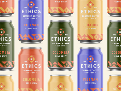 Ethics Gourmet Coffee - Packaging brand design brand identity branding can coffee logo logotype modern packaging pattern typography