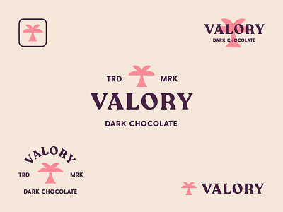 Valory Dark Chocolate - Logo badge brand design brand identity branding chocolate logo logotype palm trademark typography