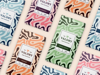 Valory Dark Chocolate - Branding abstract brand design brand identity branding chocolate illustration logo packaging palm pattern typography