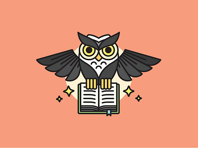 Owl book clean flat illustration illustration line line art out line owl