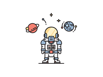 Astronaut astronaut character clean flat illustration illustration line line art out line